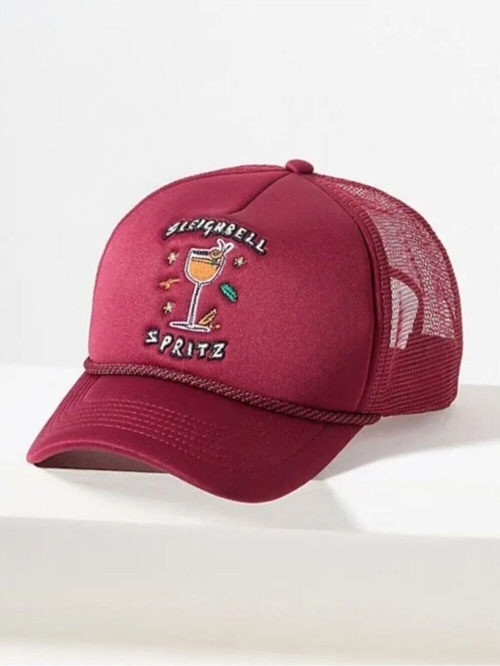 Anthropologie Nephtys Foster Sleighbell Spritz Trucker Hat Red Mesh NWT